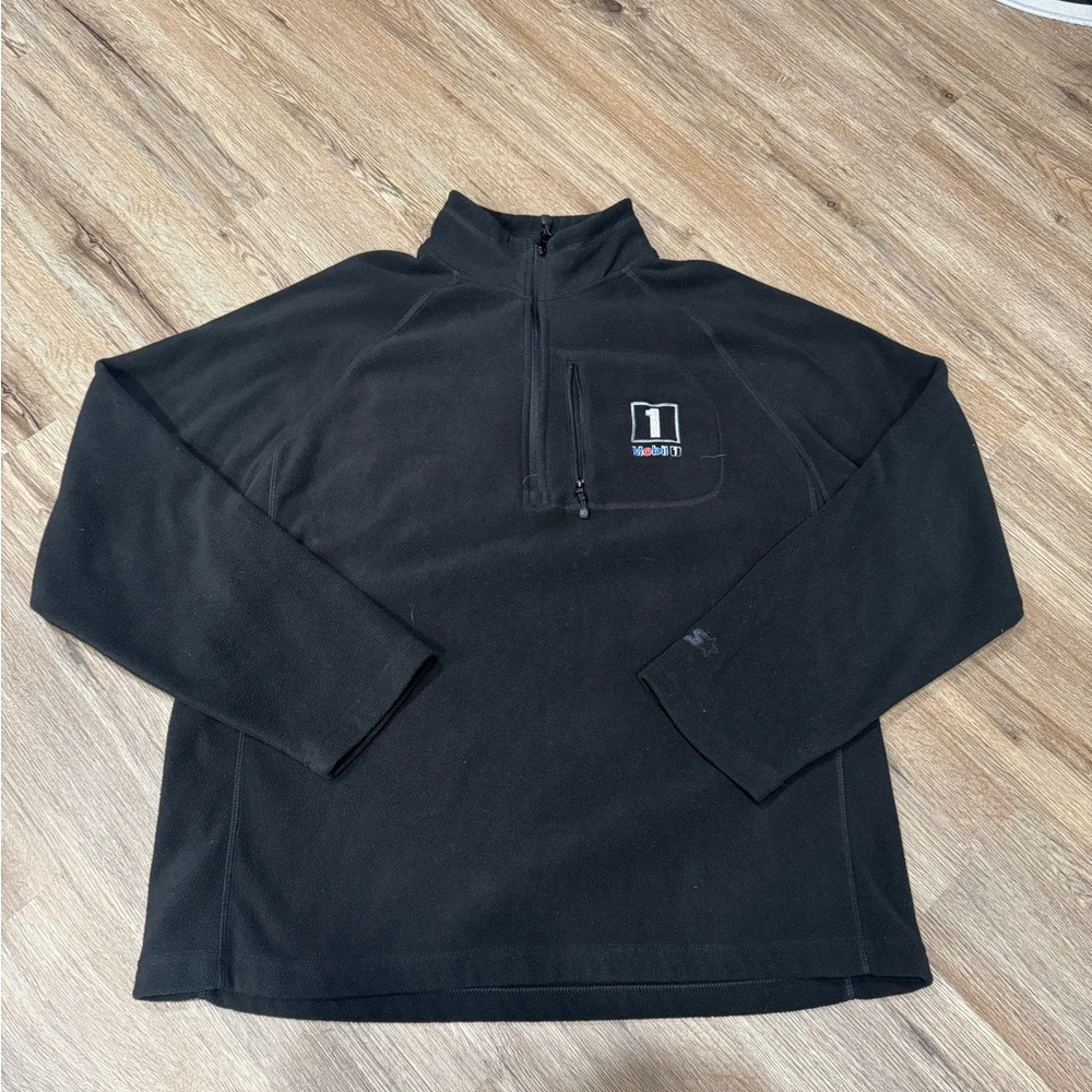 STARTER Mobil 1 Black Half-Zip Fleece Shirt Jacket with Chest Logo